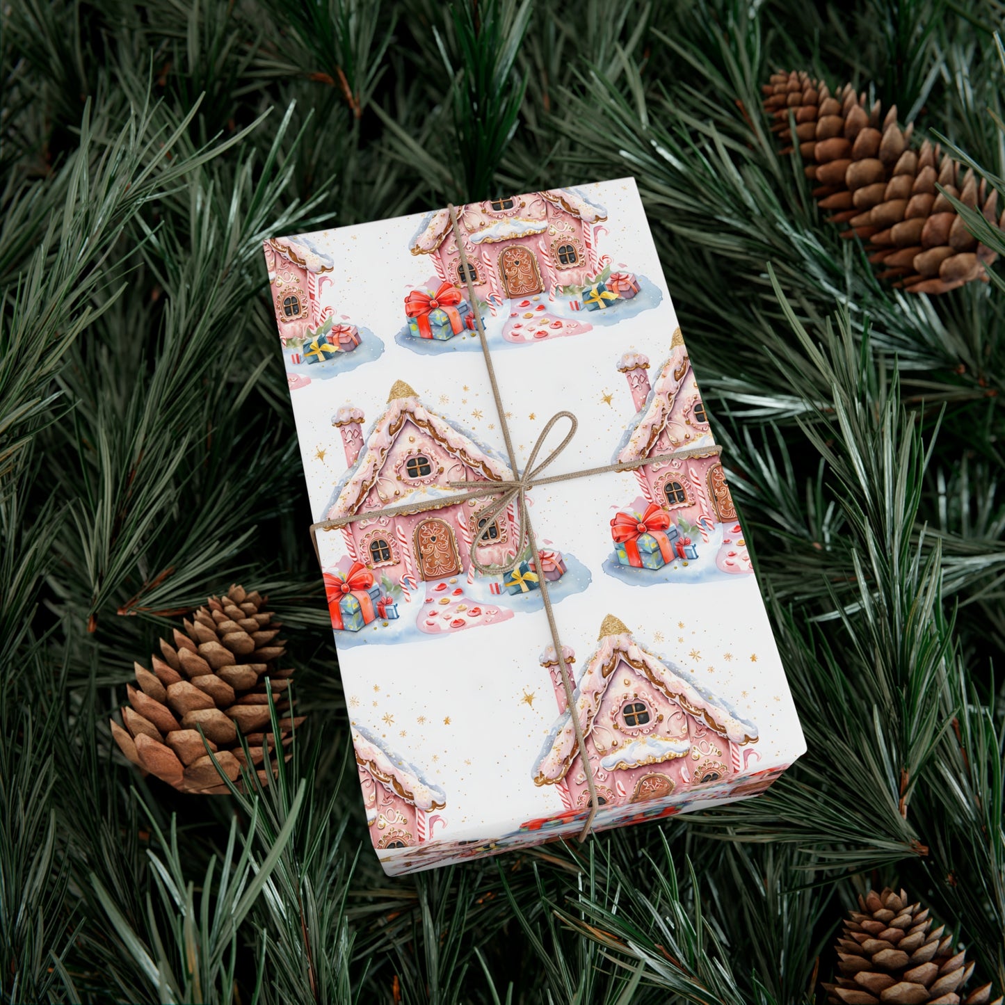 Whimsical Gingerbread House Gift Wrap, Christmas Wrapping Paper, Holiday Gift Wrap, Festive Wrap, Xmas Wrapping Paper, Christmas Wrapping Paper, Kids Wrap Paper, Presents, Christmas Decor