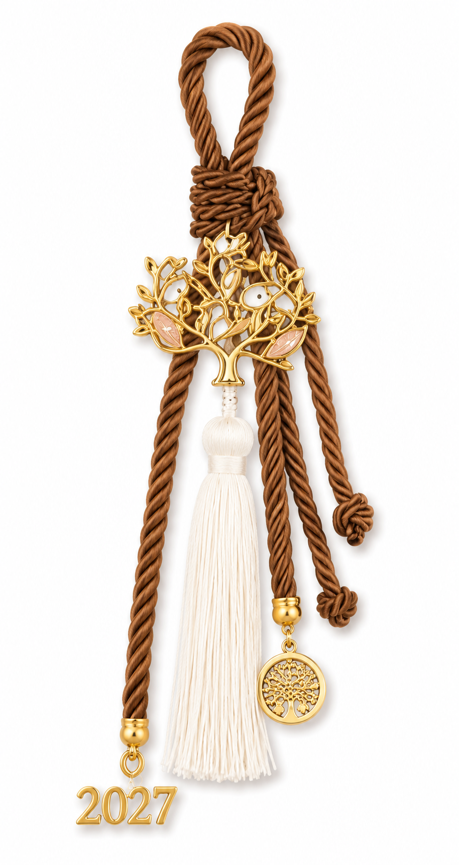 Hanging Ivory & Brown Tree of Life Gouri New Year 2027 -Good Luck Home Ornament