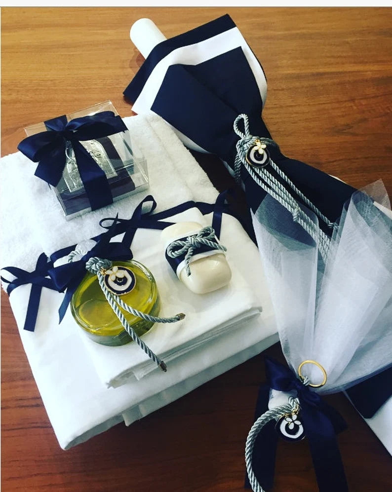 Orthodox Baptism Set , Greek Baptism, Baptism Box, Personalised Towels , Greek Christening ,Christening Towels, Ladoset, Boy Christening