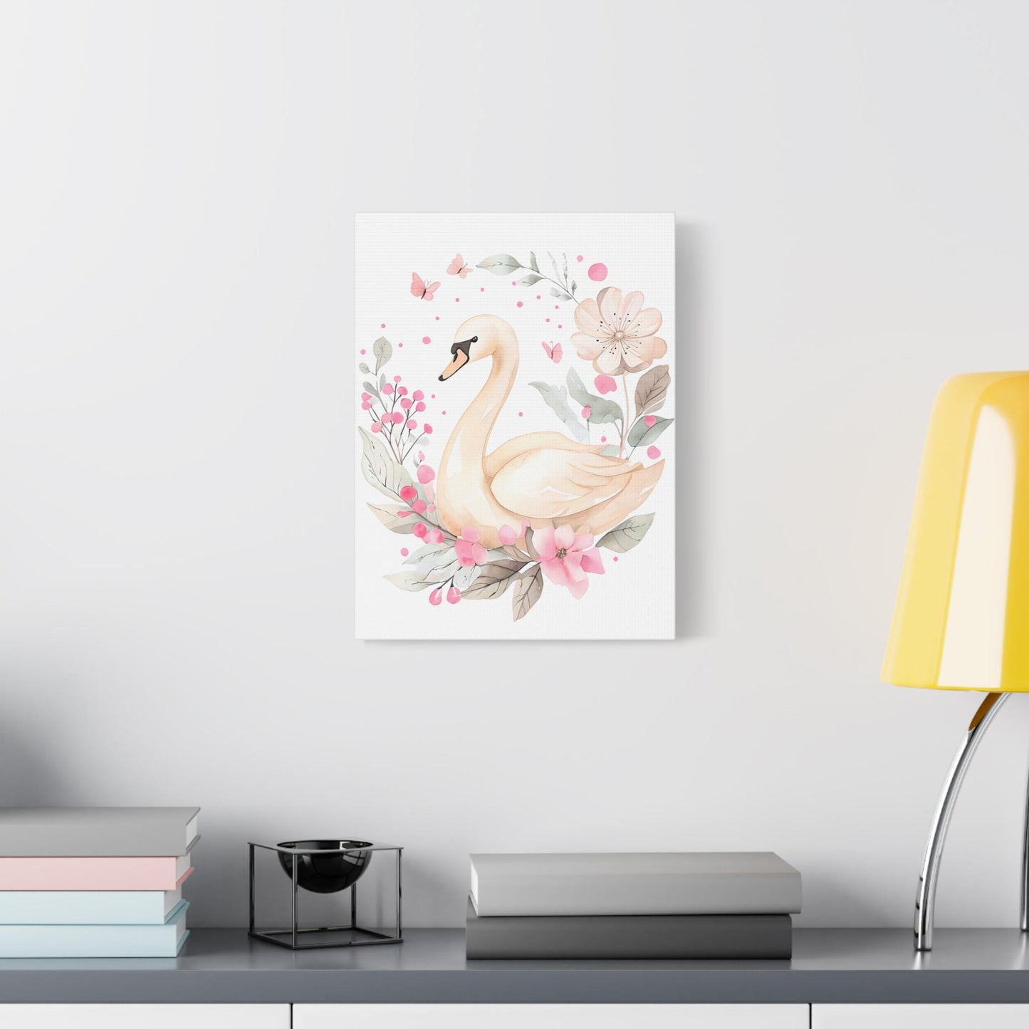 Whimsical Swan Canvas Artwork, Baby Wall Art, Nursery Baby Room Decor, Children's Room Wall Art