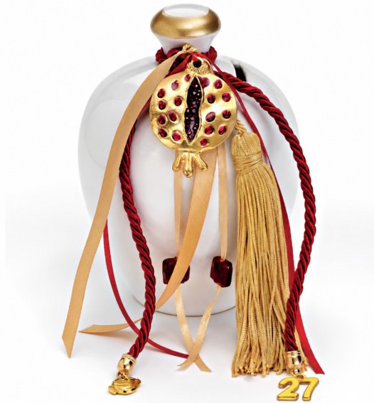 Ceramic white red and gold pomegranate ρόδι 2027 New Year Gouri -Good Luck Home Gift