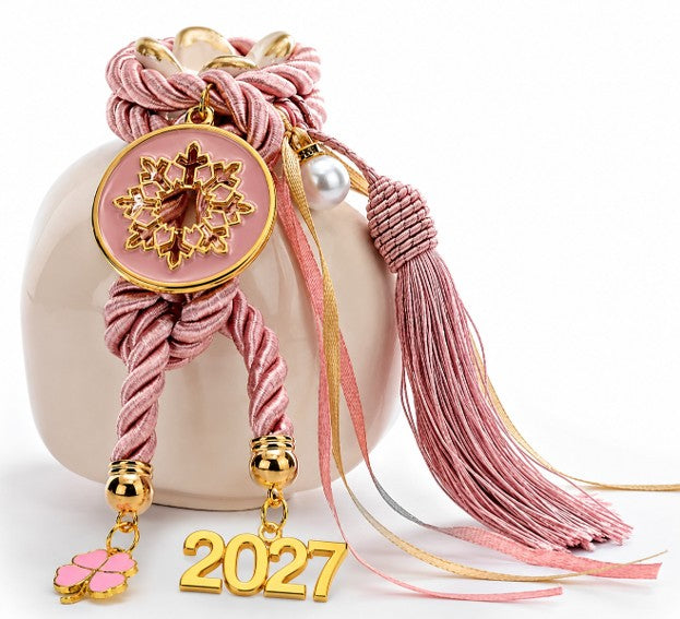 Ceramic ivory and pink pomegranate ρόδι 2027 New Year Gouri -Good Luck Home Gift