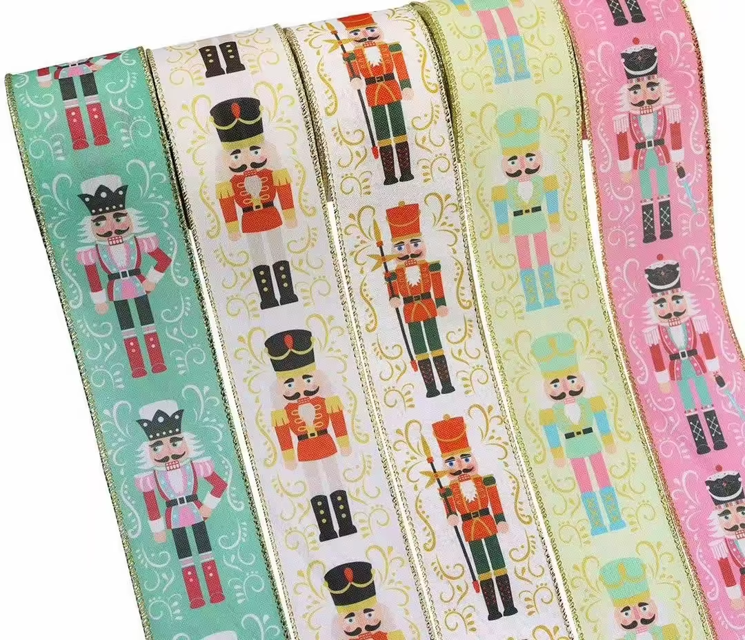 Christmas Nutcracker ribbon , Nutcracker Burlap Ribbon, Christmas Holiday DIY Wreath Supply