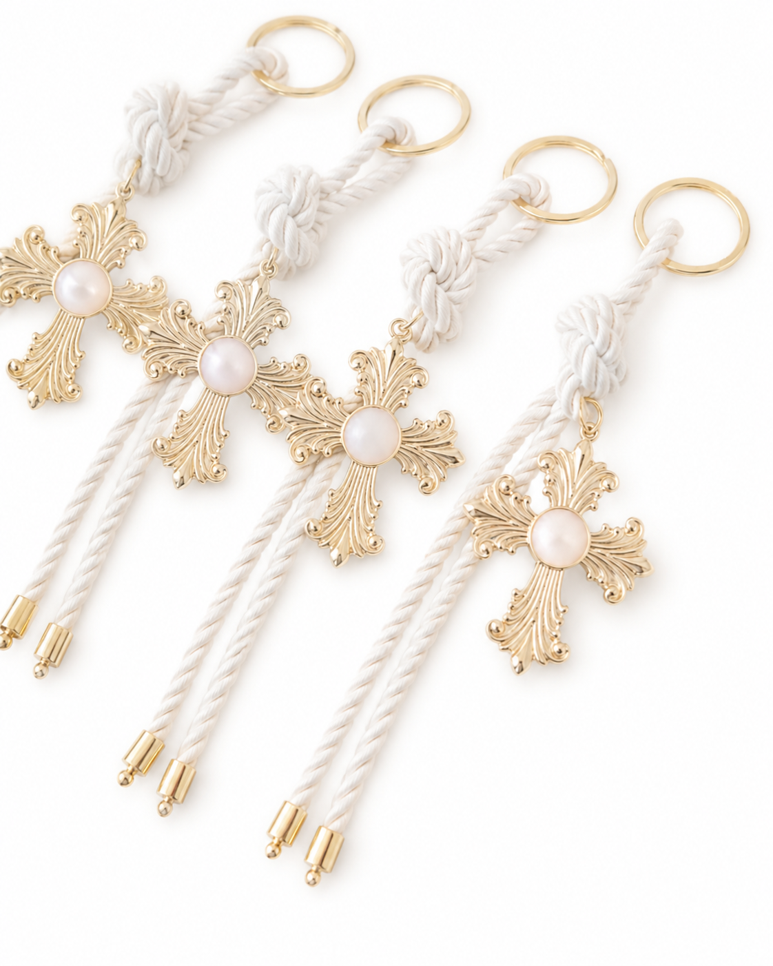 Gold Alloy Cross Keyring for Bomboniere / Event Favour