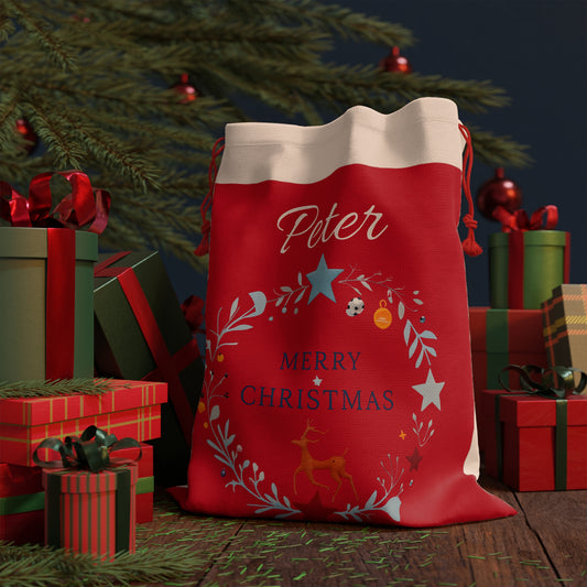 Personalized Christmas Sack, Holiday Gift Bag, Custom Santa Sack, Festive Storage Sack, Kid's Gift Bag, Kids Santa Sack, Christmas Gift