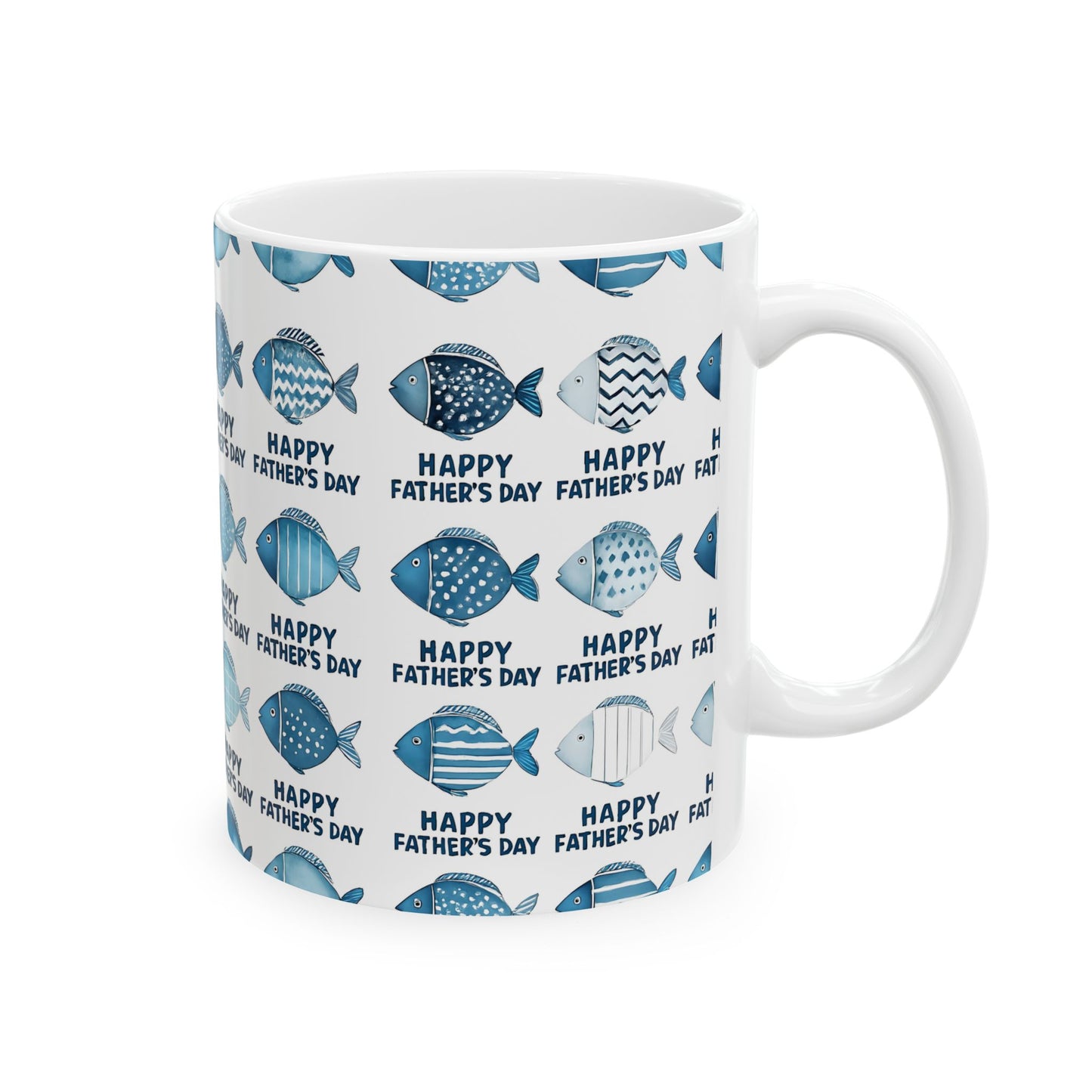 Father's Day Fish Ceramic Mug, Unique Gift for Dad, Fun Fish Design, Coffee Lover's Mug, Happy Father's Day Cup, Great for Celebrations