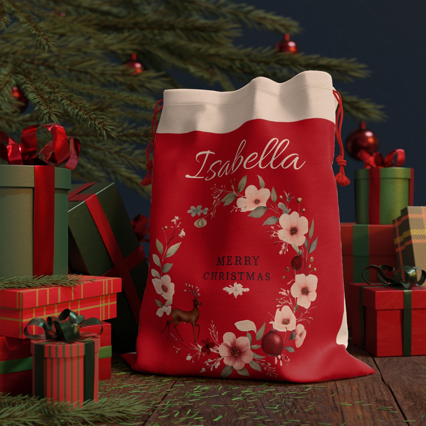 Personalized Christmas Sack, Holiday Gift Bag, Custom Santa Sack, Festive Storage Sack, Kid's Gift Bag, Kids Santa Sack, Christmas Gift