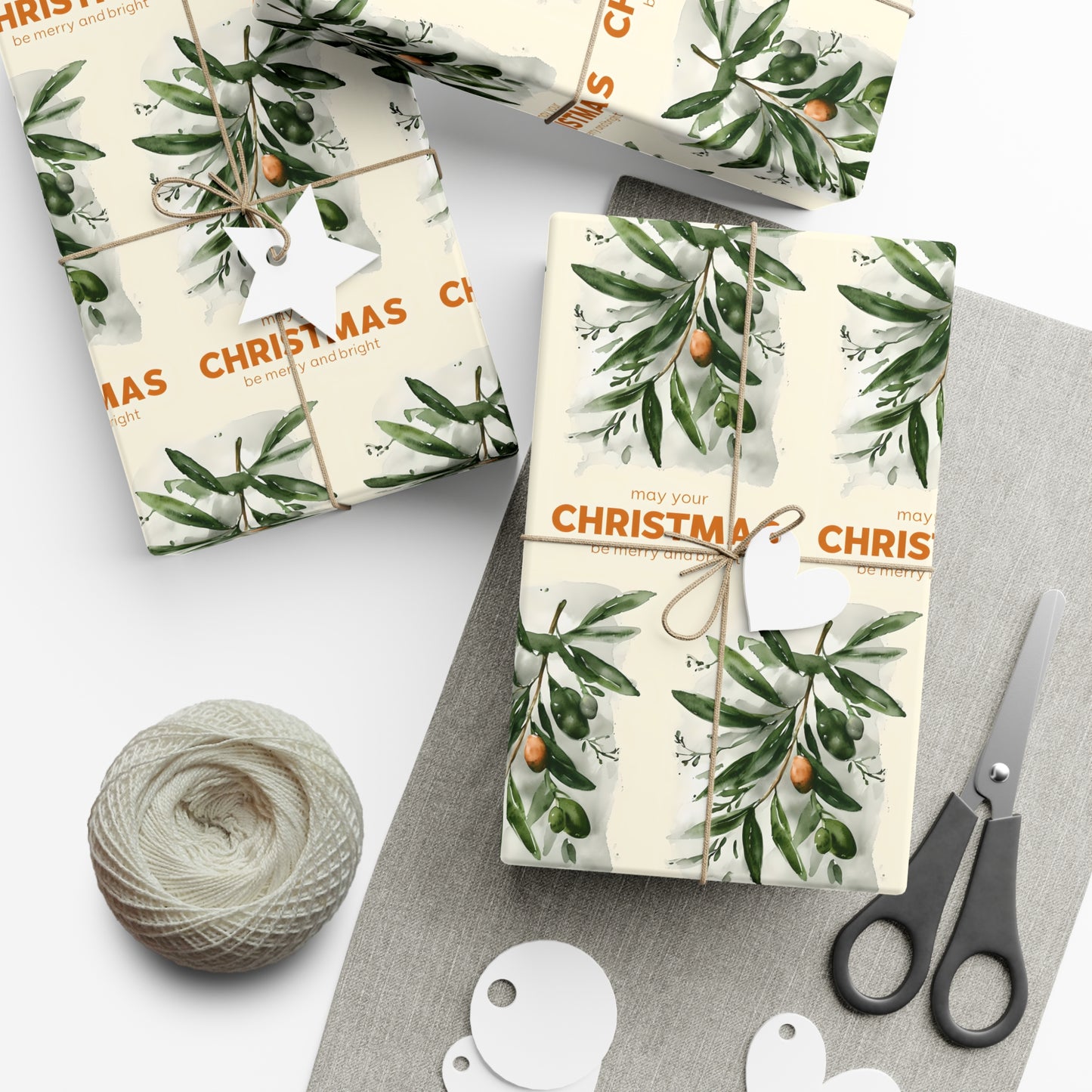 Olive Branch Christmas Gift Wrap Paper, Holiday Wrapping Paper, Festive Gift Wrap, Wrapping, Botanical Design Christmas Paper