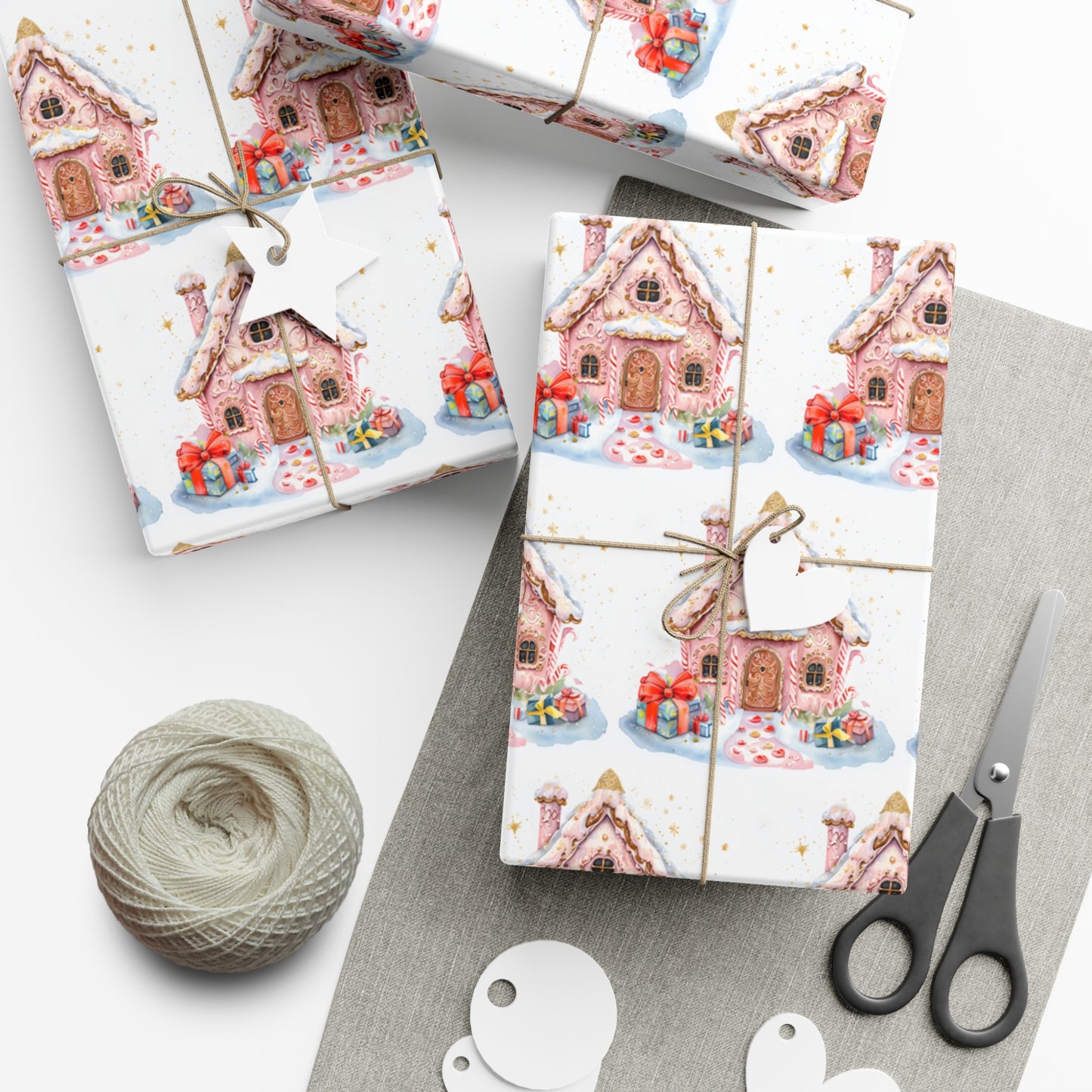 Whimsical Gingerbread House Gift Wrap, Christmas Wrapping Paper, Holiday Gift Wrap, Festive Wrap, Xmas Wrapping Paper, Christmas Wrapping Paper, Kids Wrap Paper, Presents, Christmas Decor