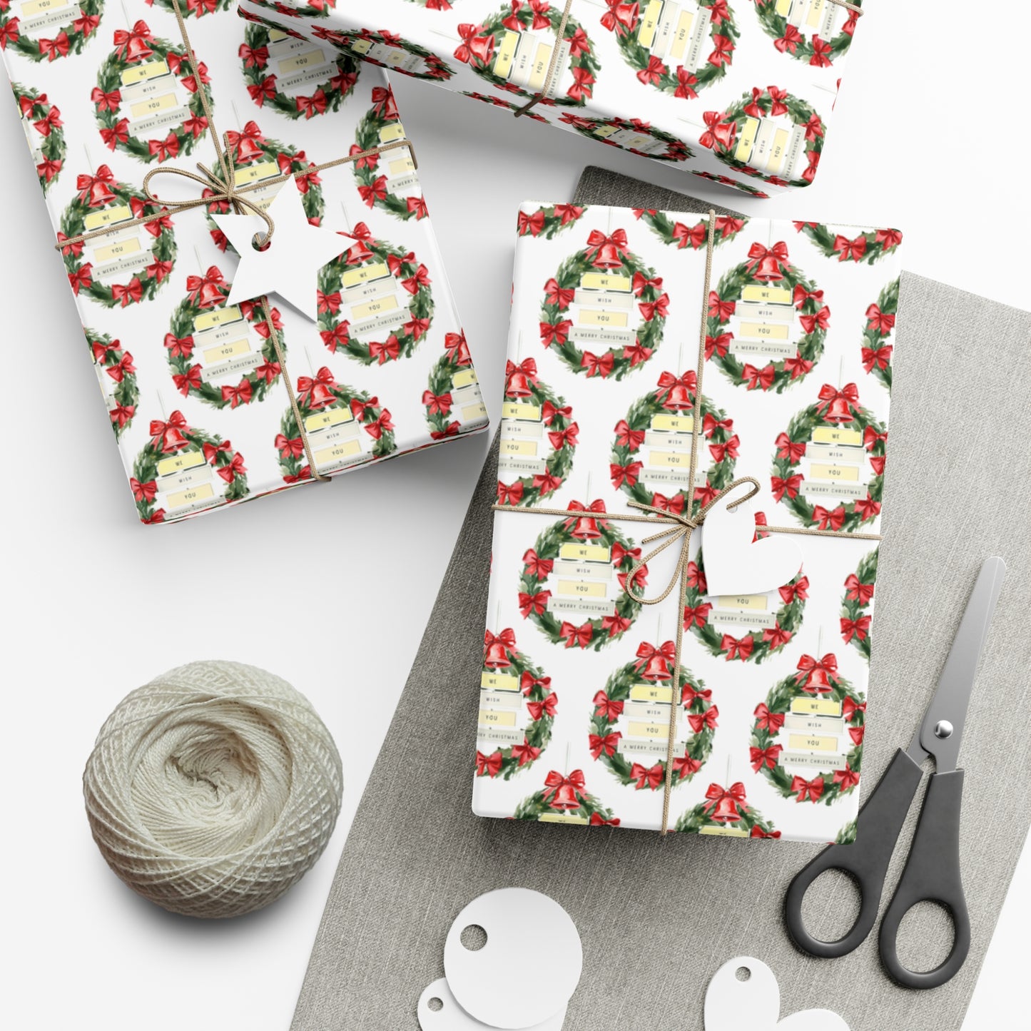 Festive Gift Wrap Papers for Holidays, Christmas Wrapping Paper,  Gift Wrap, Christmas Gift Wrap, Xmas Wrapping Paper, Wreath , Christmas Bells, Elegant Wrapping Paper