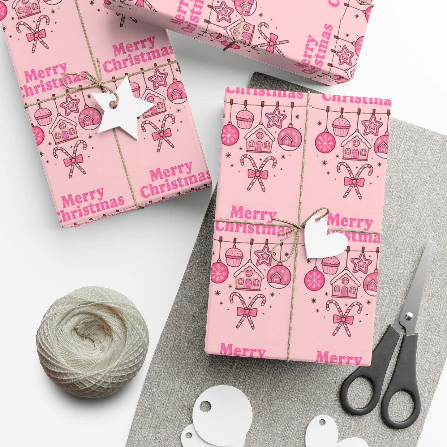 Merry Christmas Gift Wrap Papers, Holiday Wrapping Paper, Festive Gift Wrap, Christmas Party Supplies, Pink Christmas Gift Wrap