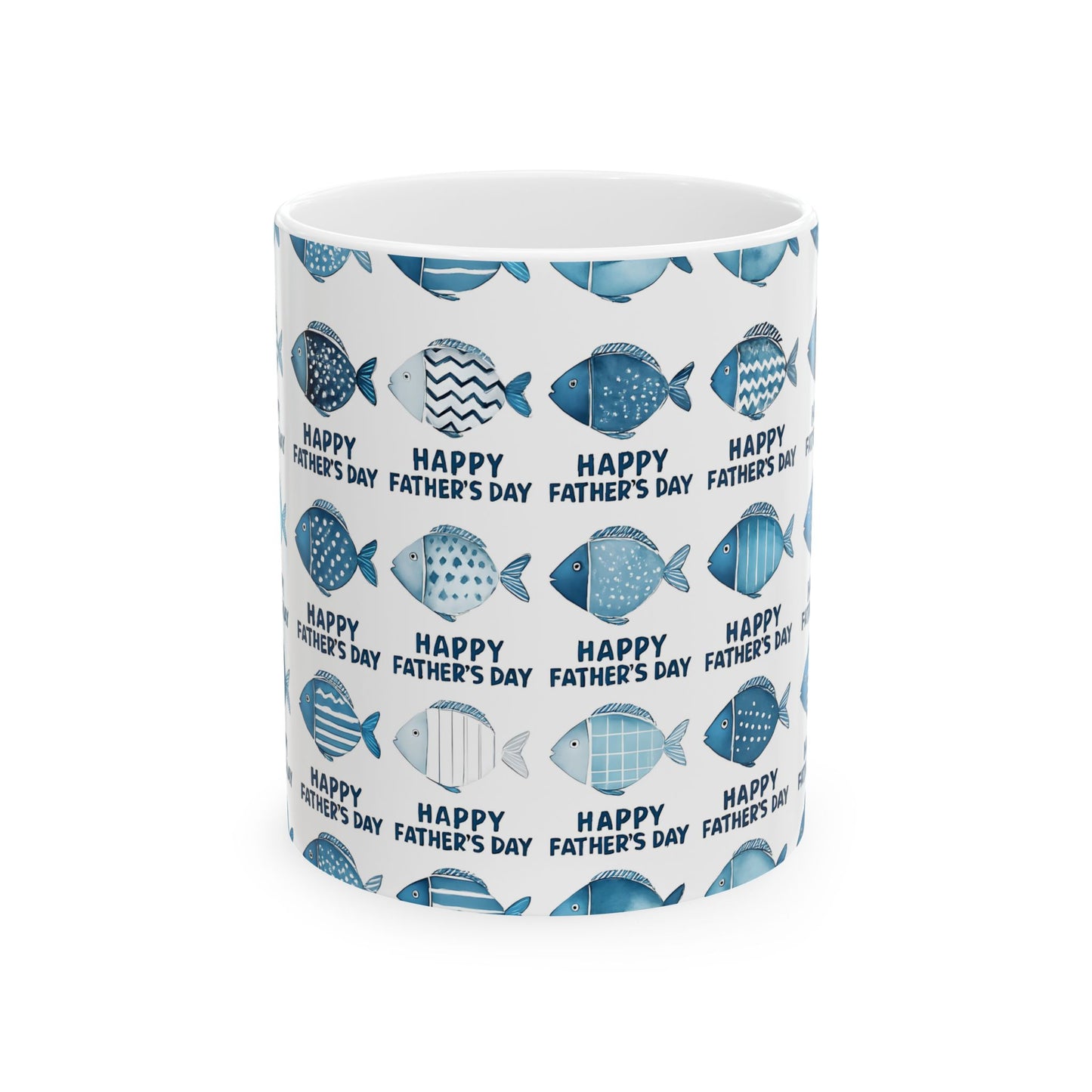 Father's Day Fish Ceramic Mug, Unique Gift for Dad, Fun Fish Design, Coffee Lover's Mug, Happy Father's Day Cup, Great for Celebrations