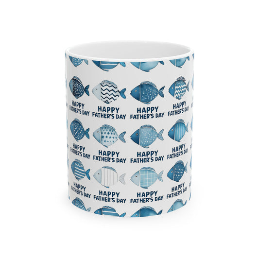 Father's Day Fish Ceramic Mug, Unique Gift for Dad, Fun Fish Design, Coffee Lover's Mug, Happy Father's Day Cup, Great for Celebrations