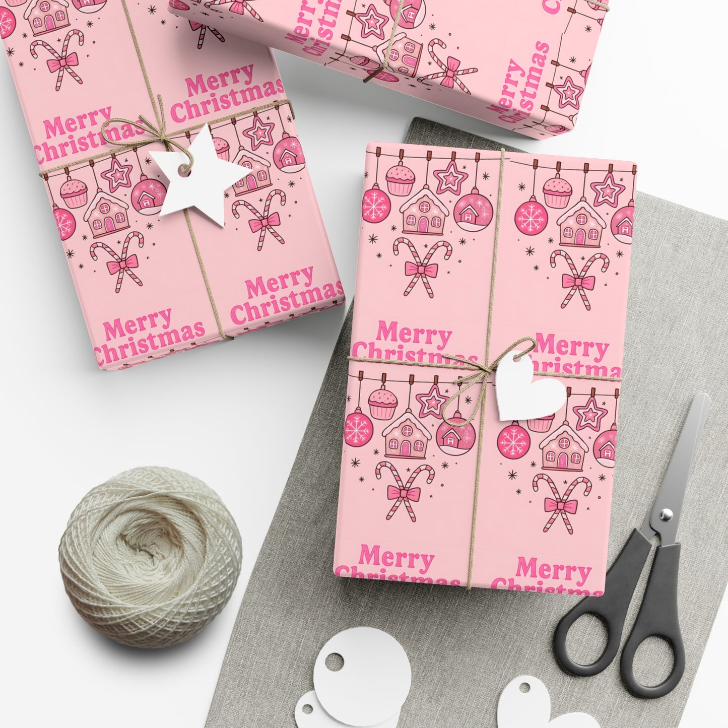 Merry Christmas Gift Wrap Papers, Holiday Wrapping Paper, Festive Gift Wrap, Christmas Party Supplies, Pink Christmas Gift Wrap