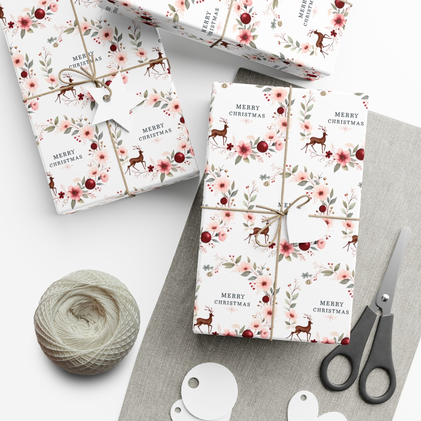 Floral Christmas Gift Wrap Paper,Christmas Gift Wrap Paper, Christmas Wrapping Paper, Decorative Gift Wrap, Festive Wrapping Paper, Seasonal Gifts