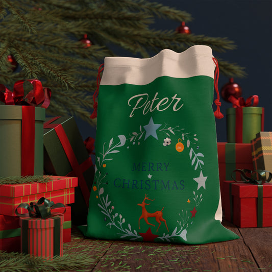 Personalized Christmas Sack, Holiday Gift Bag, Custom Santa Sack, Festive Storage Sack, Kid's Gift Bag, Kids Santa Sack, Christmas Gift