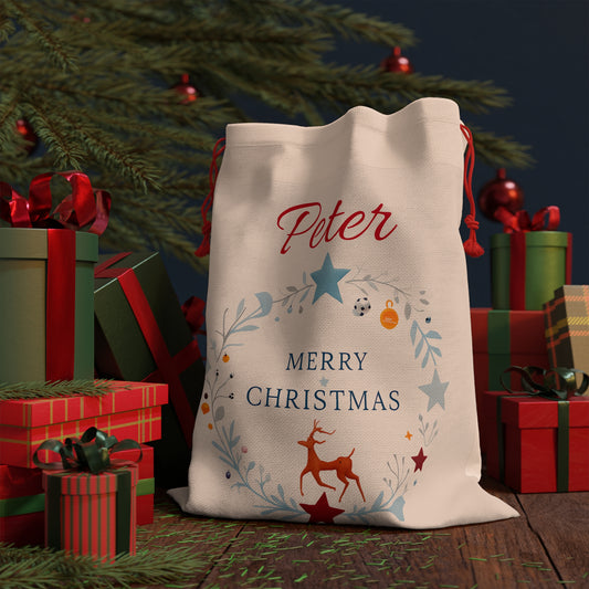 Personalized Christmas Sack, Holiday Gift Bag, Custom Santa Sack, Festive Storage Sack, Kid's Gift Bag, Kids Santa Sack, Christmas Gift