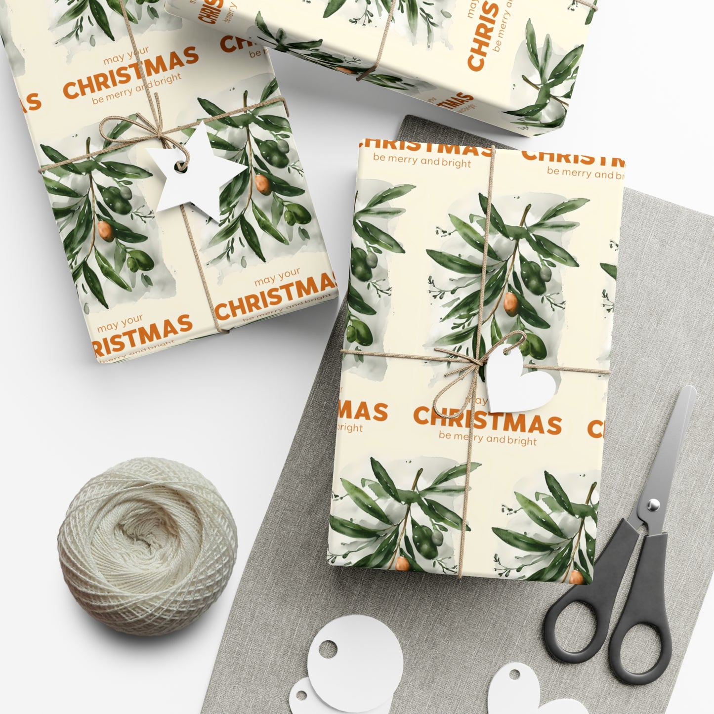 Olive Branch Christmas Gift Wrap Paper, Holiday Wrapping Paper, Festive Gift Wrap, Wrapping, Botanical Design Christmas Paper