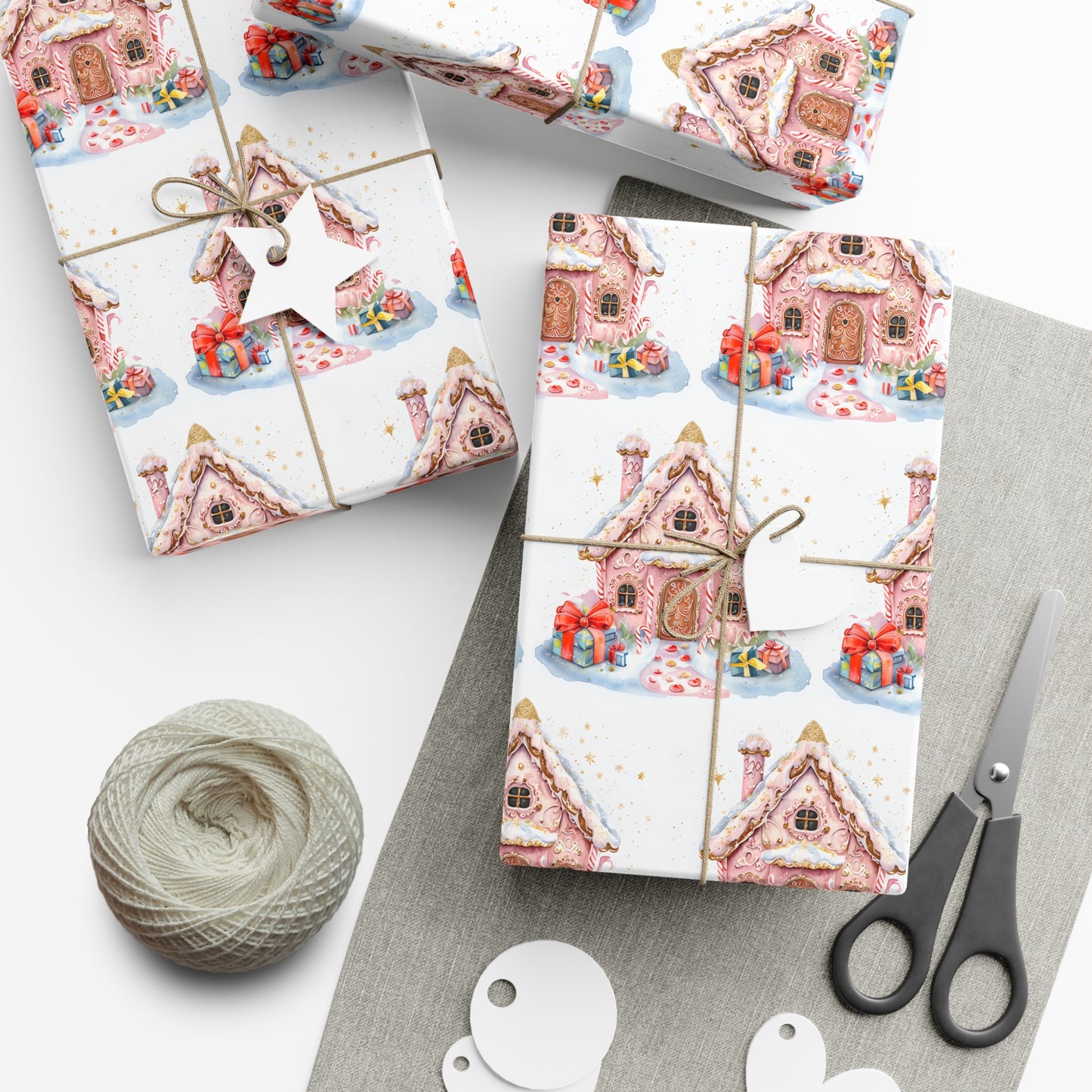 Whimsical Gingerbread House Gift Wrap, Christmas Wrapping Paper, Holiday Gift Wrap, Festive Wrap, Xmas Wrapping Paper, Christmas Wrapping Paper, Kids Wrap Paper, Presents, Christmas Decor