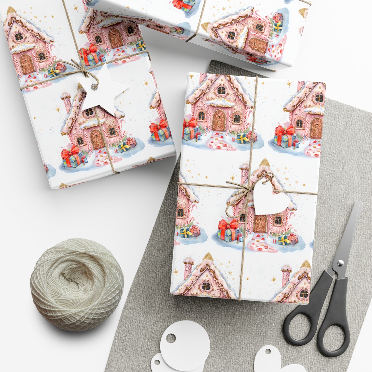 Whimsical Gingerbread House Gift Wrap, Christmas Wrapping Paper, Holiday Gift Wrap, Festive Wrap, Xmas Wrapping Paper, Christmas Wrapping Paper, Kids Wrap Paper, Presents, Christmas Decor