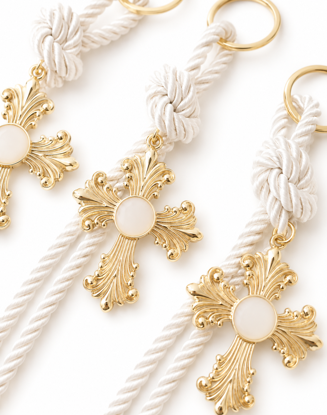 Gold Alloy Cross Keyring for Bomboniere / Event Favour