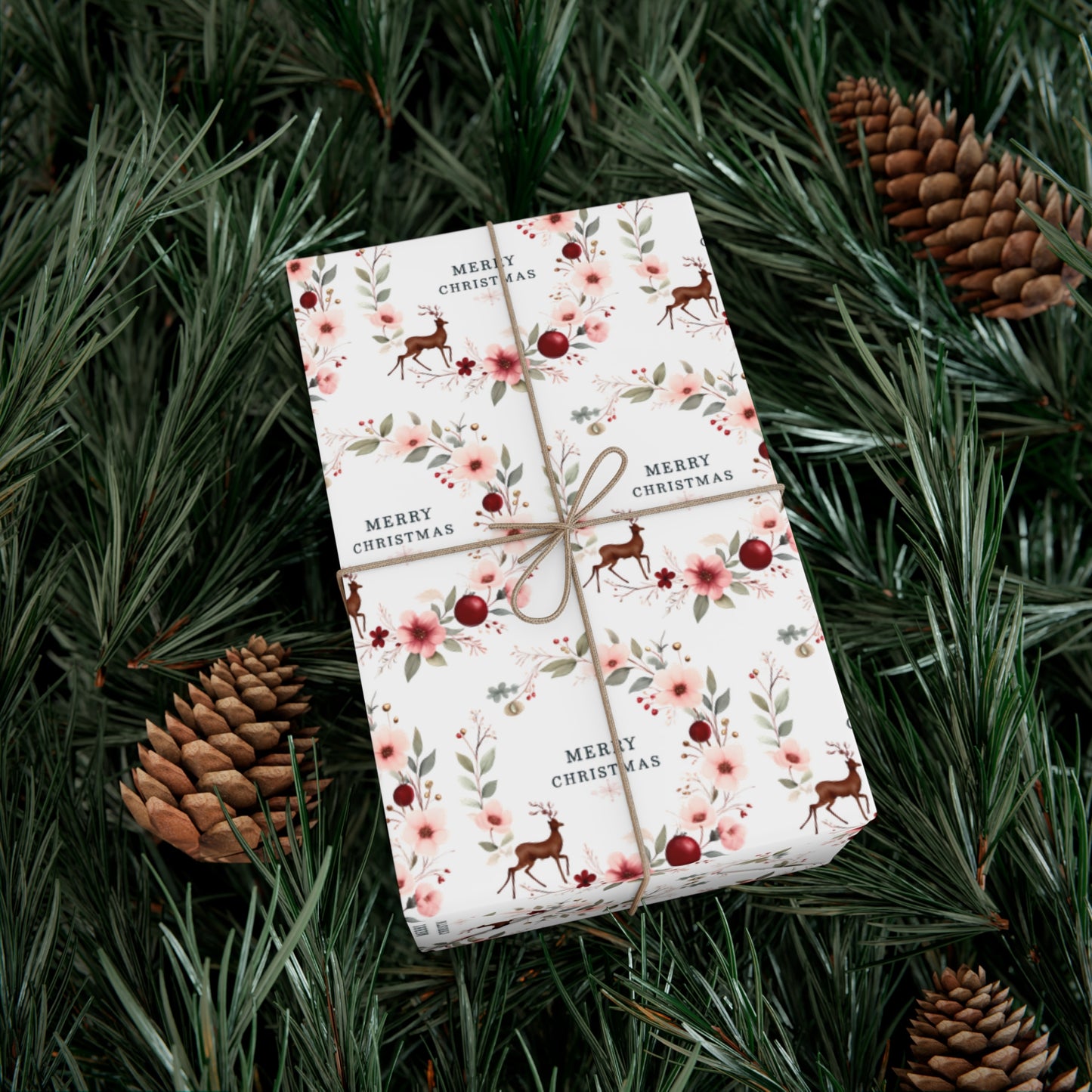 Floral Christmas Gift Wrap Paper,Christmas Gift Wrap Paper, Christmas Wrapping Paper, Decorative Gift Wrap, Festive Wrapping Paper, Seasonal Gifts
