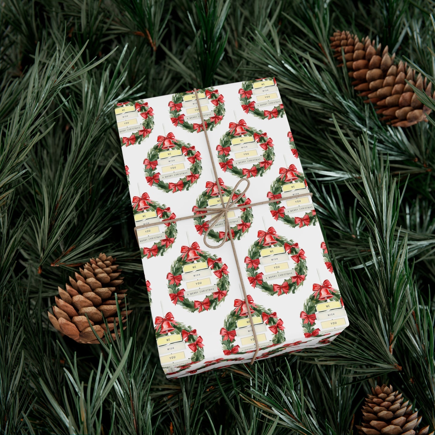 Festive Gift Wrap Papers for Holidays, Christmas Wrapping Paper,  Gift Wrap, Christmas Gift Wrap, Xmas Wrapping Paper, Wreath , Christmas Bells, Elegant Wrapping Paper