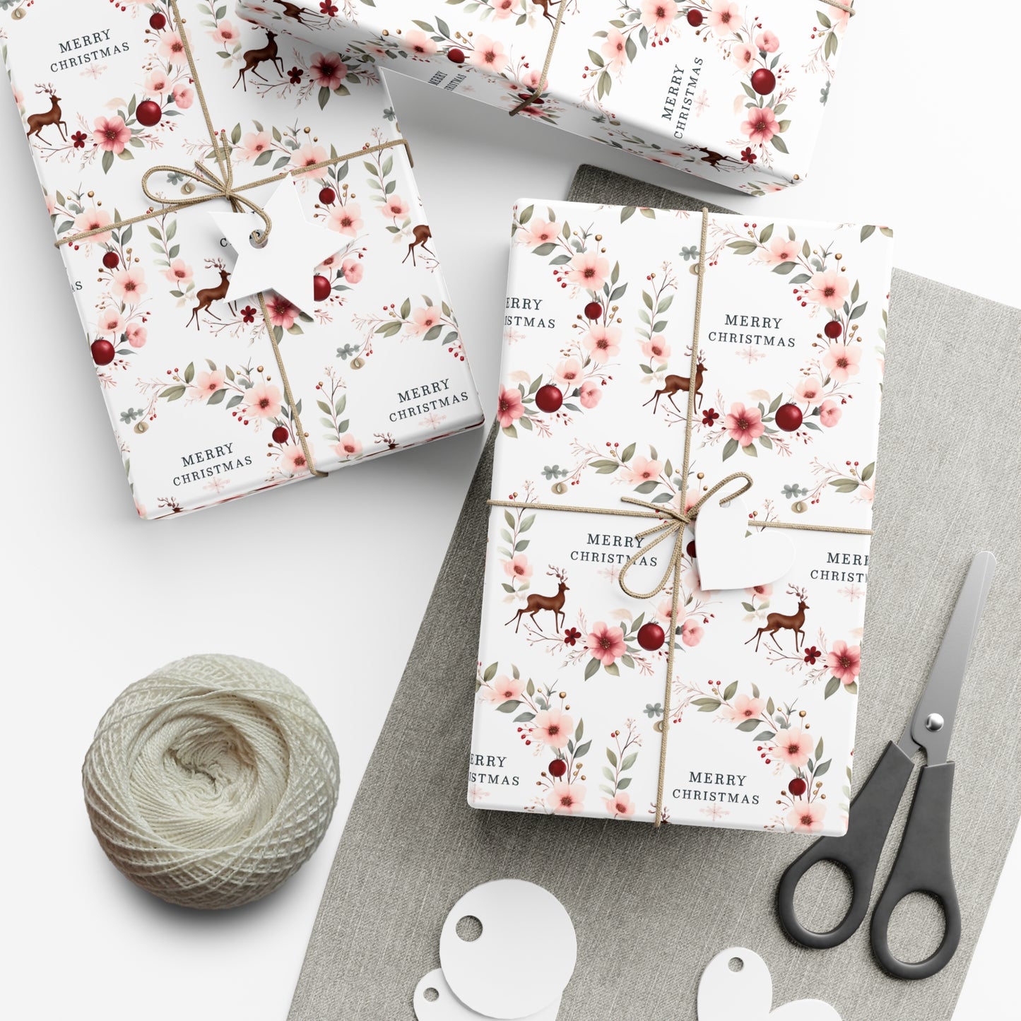 Floral Christmas Gift Wrap Paper,Christmas Gift Wrap Paper, Christmas Wrapping Paper, Decorative Gift Wrap, Festive Wrapping Paper, Seasonal Gifts