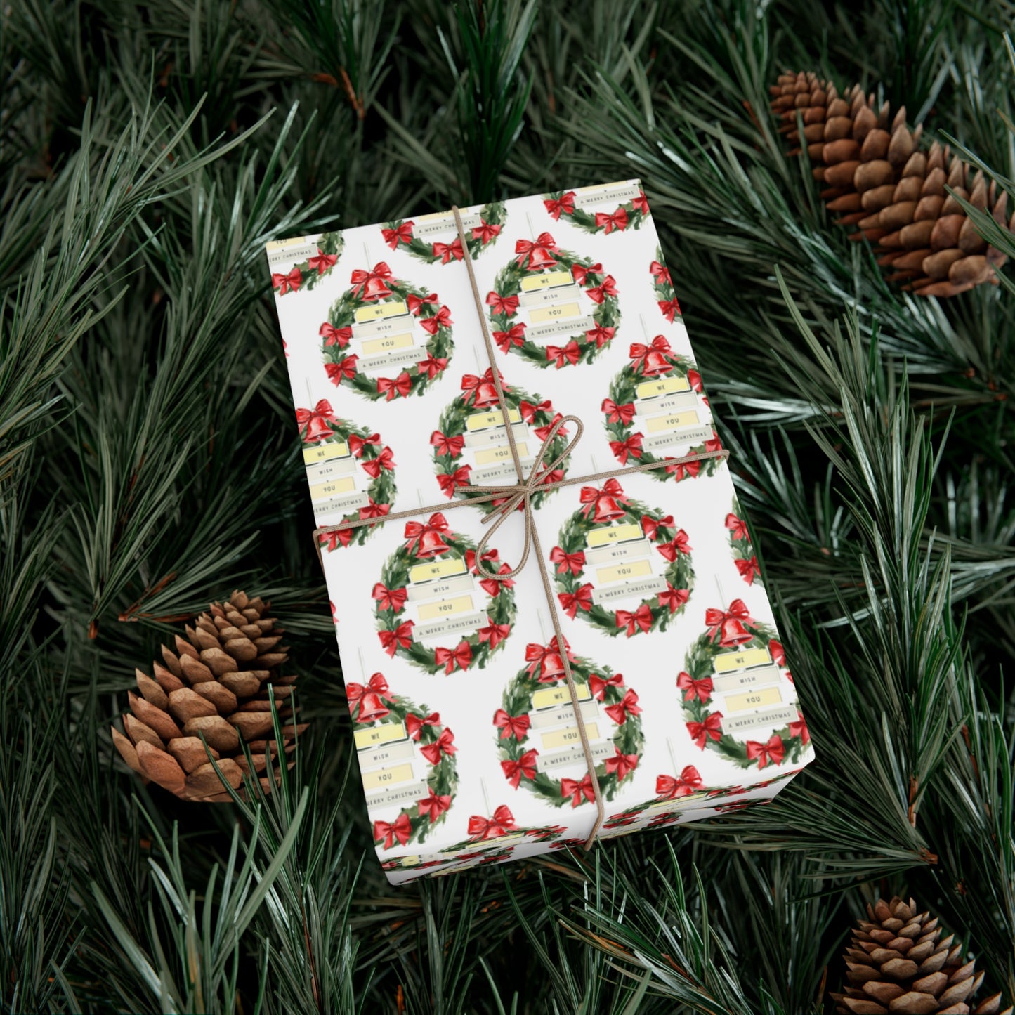 Festive Gift Wrap Papers for Holidays, Christmas Wrapping Paper,  Gift Wrap, Christmas Gift Wrap, Xmas Wrapping Paper, Wreath , Christmas Bells, Elegant Wrapping Paper