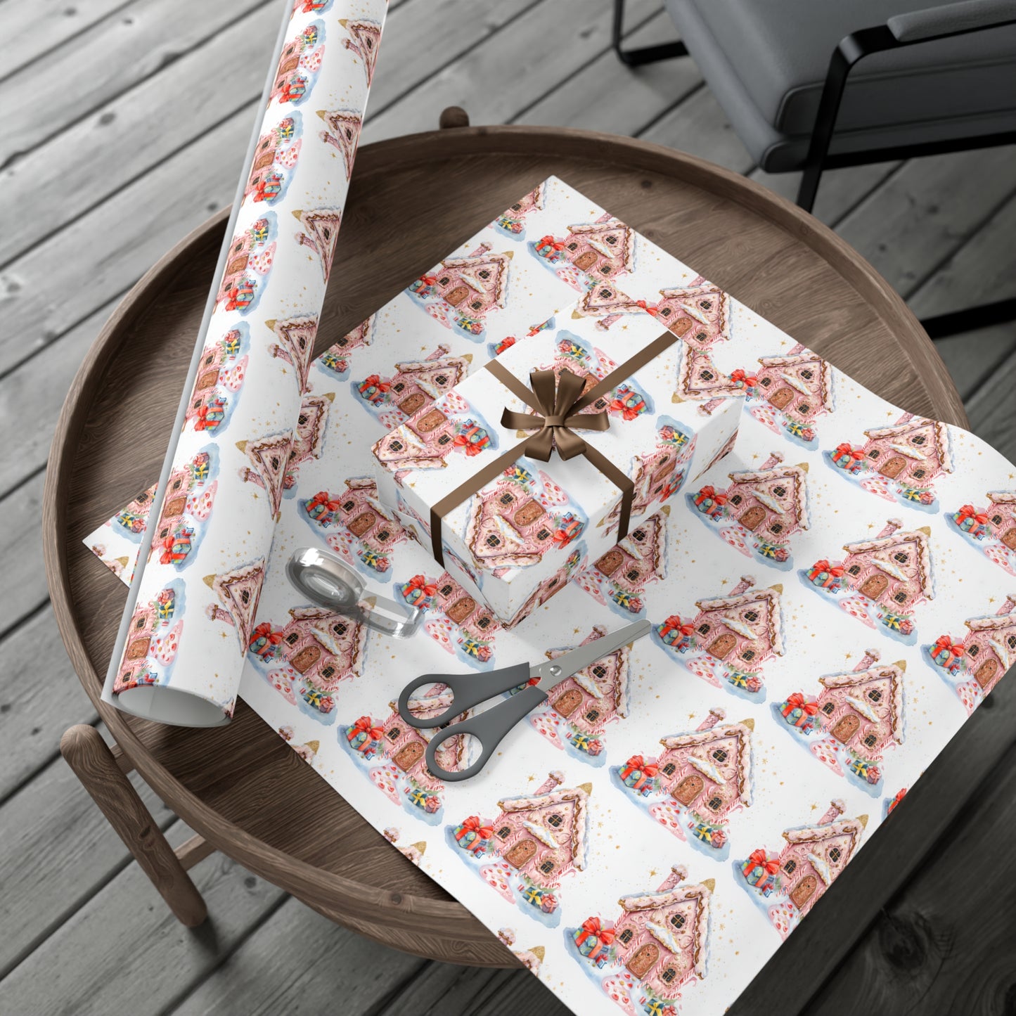 Whimsical Gingerbread House Gift Wrap, Christmas Wrapping Paper, Holiday Gift Wrap, Festive Wrap, Xmas Wrapping Paper, Christmas Wrapping Paper, Kids Wrap Paper, Presents, Christmas Decor