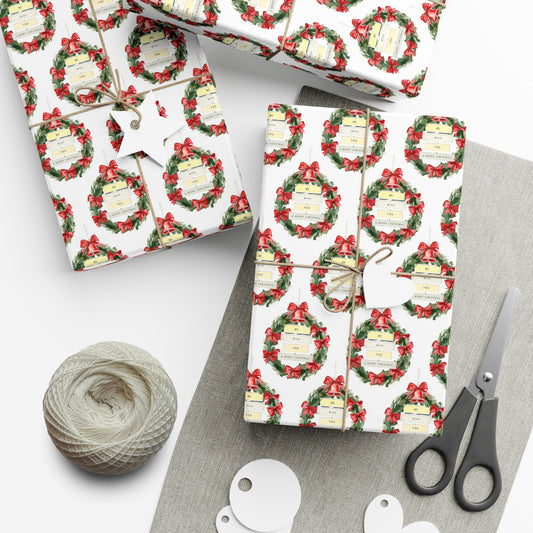 Festive Gift Wrap Papers for Holidays, Christmas Wrapping Paper,  Gift Wrap, Christmas Gift Wrap, Xmas Wrapping Paper, Wreath , Christmas Bells, Elegant Wrapping Paper