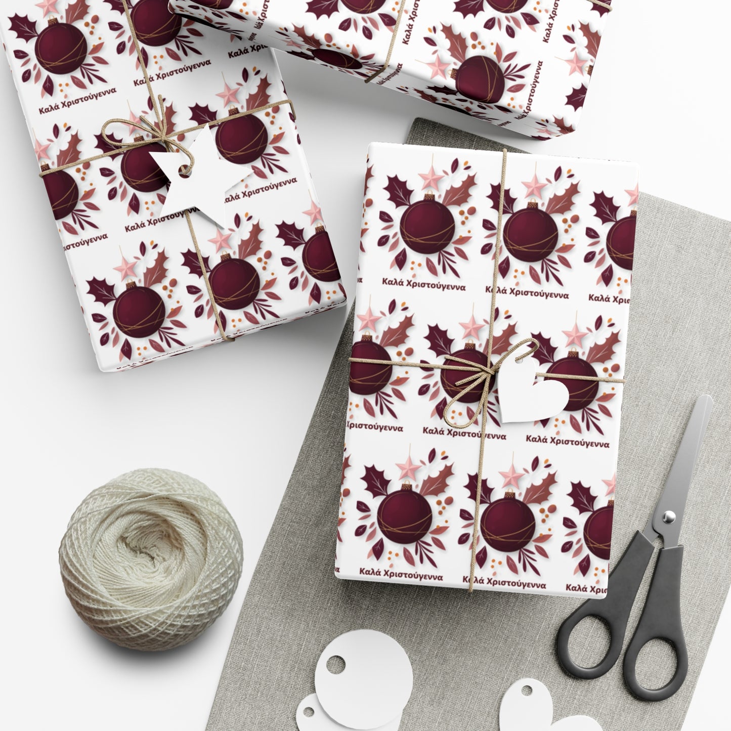 Greek Καλά Χριστούγεννα Christmas Gift Wrap Paper,Elegant Floral Gift Wrap Papers for Special Occasions, Holiday Gift Wrap, Eco-Friendly Wrapping, Birthday Packaging, Christmas Wrap