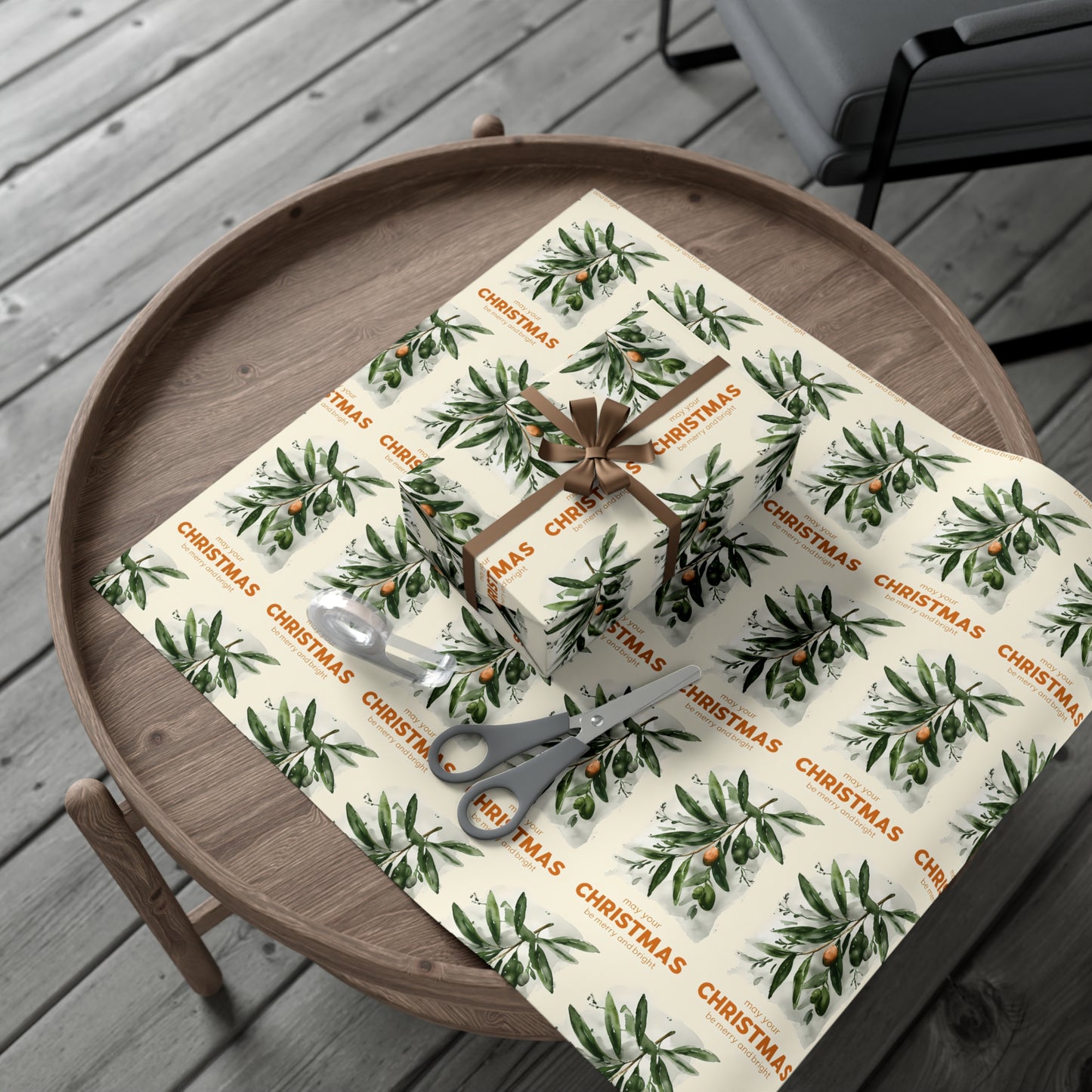 Olive Branch Christmas Gift Wrap Paper, Holiday Wrapping Paper, Festive Gift Wrap, Wrapping, Botanical Design Christmas Paper