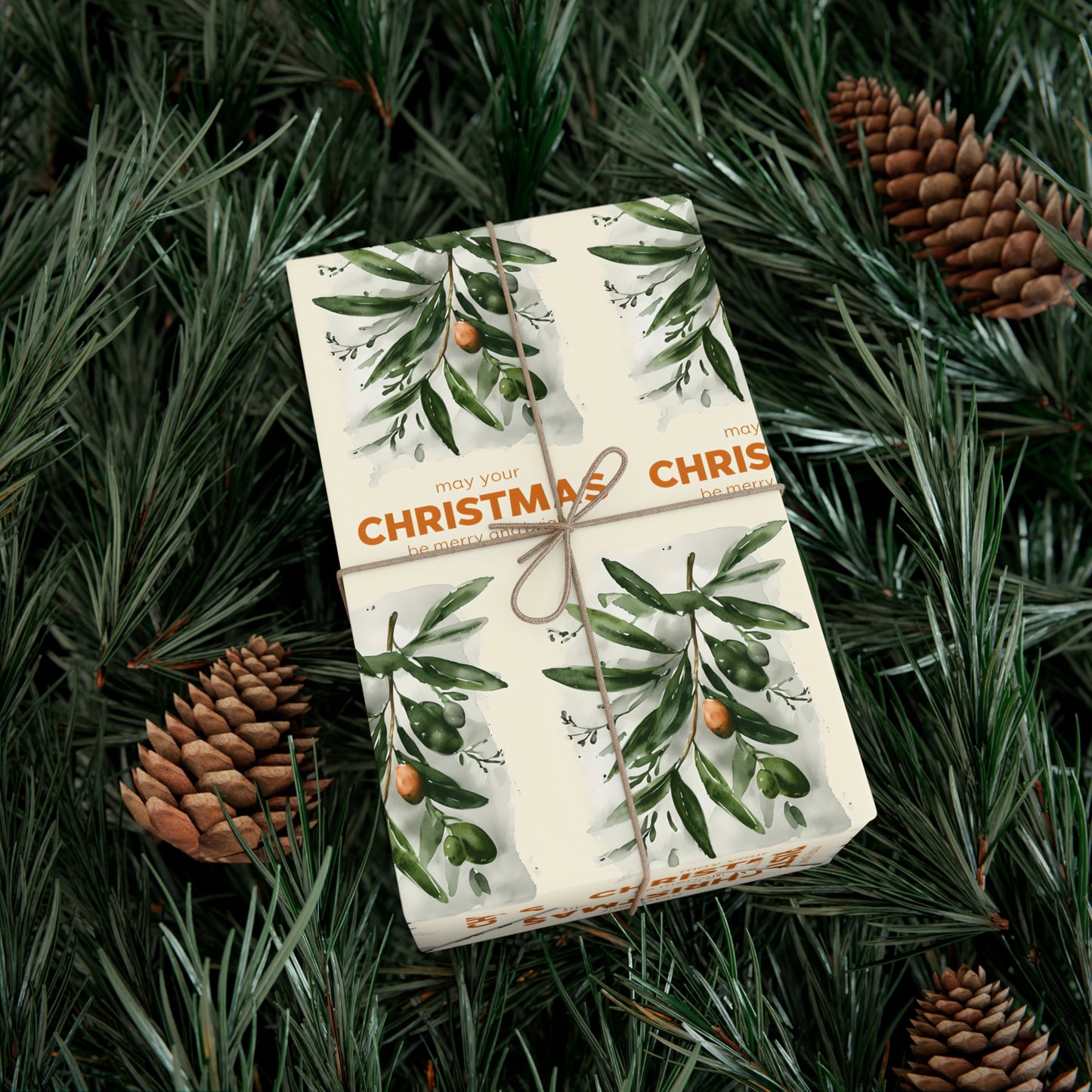 Olive Branch Christmas Gift Wrap Paper, Holiday Wrapping Paper, Festive Gift Wrap, Wrapping, Botanical Design Christmas Paper
