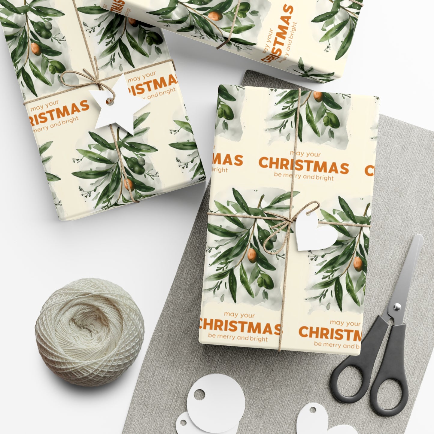 Olive Branch Christmas Gift Wrap Paper, Holiday Wrapping Paper, Festive Gift Wrap, Wrapping, Botanical Design Christmas Paper