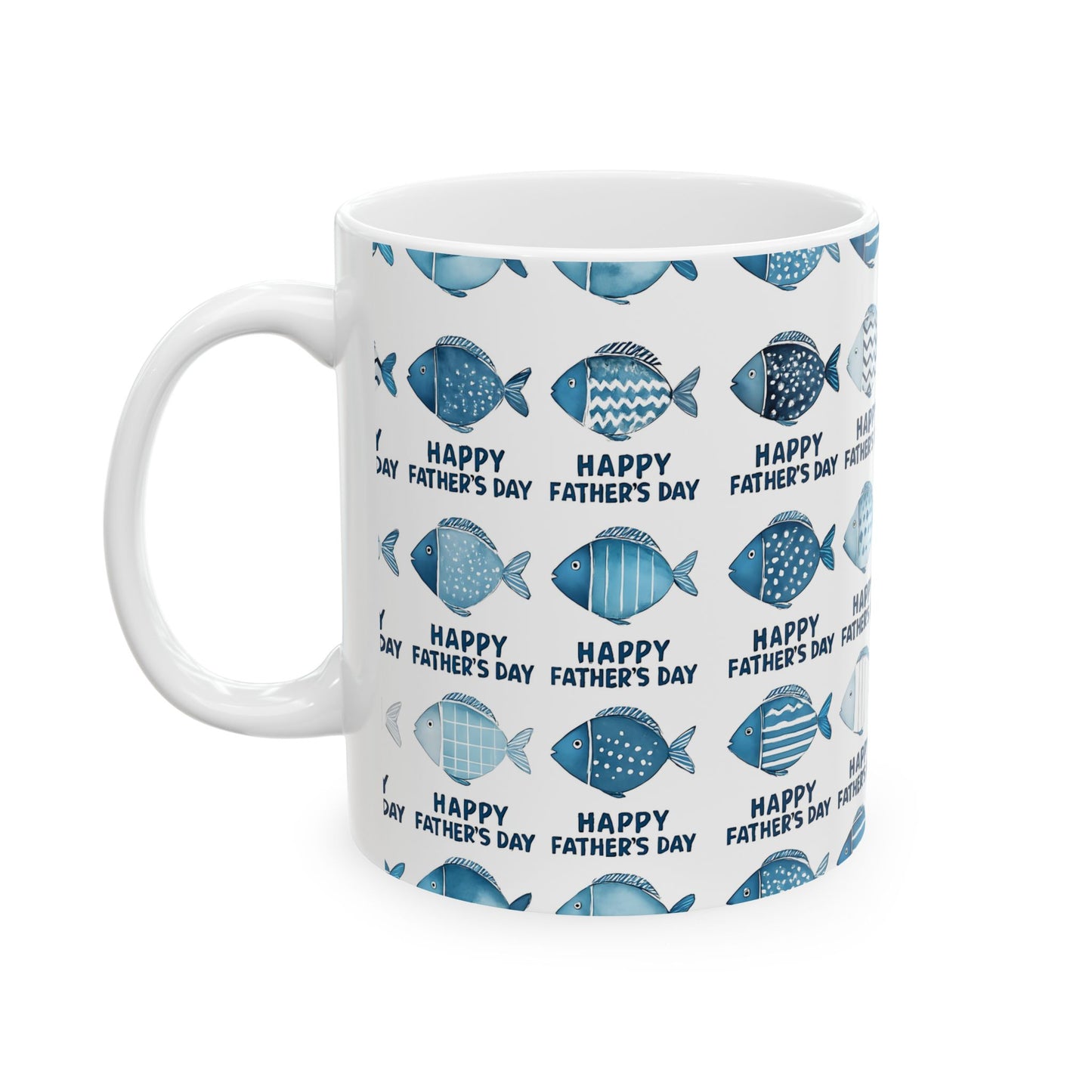 Father's Day Fish Ceramic Mug, Unique Gift for Dad, Fun Fish Design, Coffee Lover's Mug, Happy Father's Day Cup, Great for Celebrations