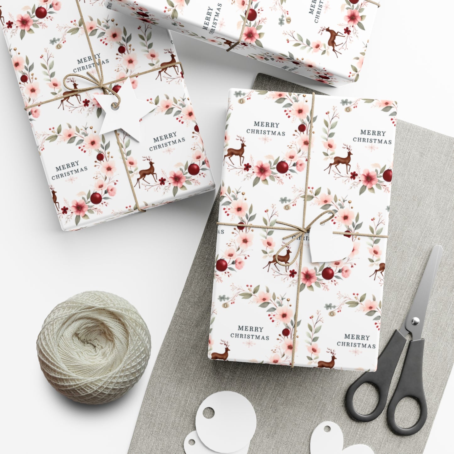 Floral Christmas Gift Wrap Paper,Christmas Gift Wrap Paper, Christmas Wrapping Paper, Decorative Gift Wrap, Festive Wrapping Paper, Seasonal Gifts
