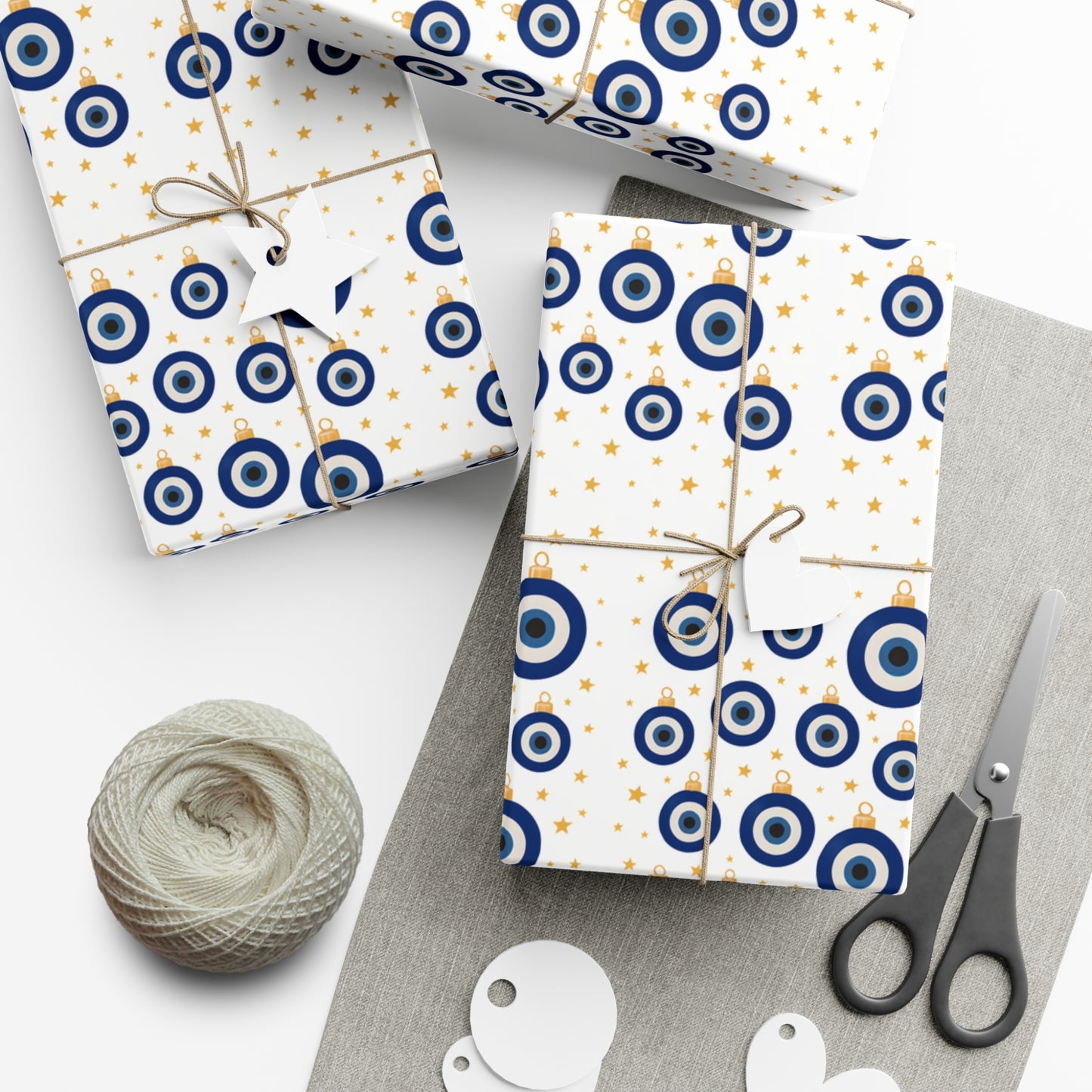 Evil Eye Gift Wrap Papers for Any Occasion, Perfect for Holidays, Birthdays, Parties, Seasonal Gifts, Greek Wrapping, Marytika