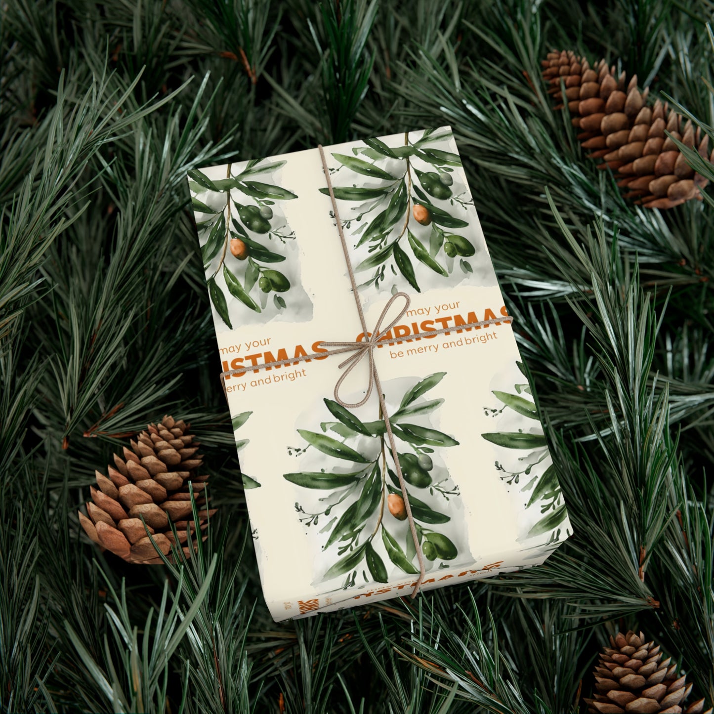 Olive Branch Christmas Gift Wrap Paper, Holiday Wrapping Paper, Festive Gift Wrap, Wrapping, Botanical Design Christmas Paper