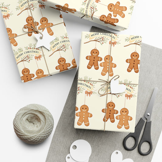 Whimsical Gingerbread Gift Wrap Papers, Holiday Wrapping, Christmas Decor, Gift Wrap, Festive Wrapping Paper