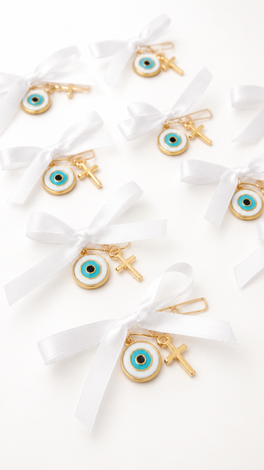 5x Witness Pins , Orthodox Baptism, Greek Christening, Martirika, Martyrika, Pin Mati,Witness Bracelet , Evil Eye, Greek Martyrika