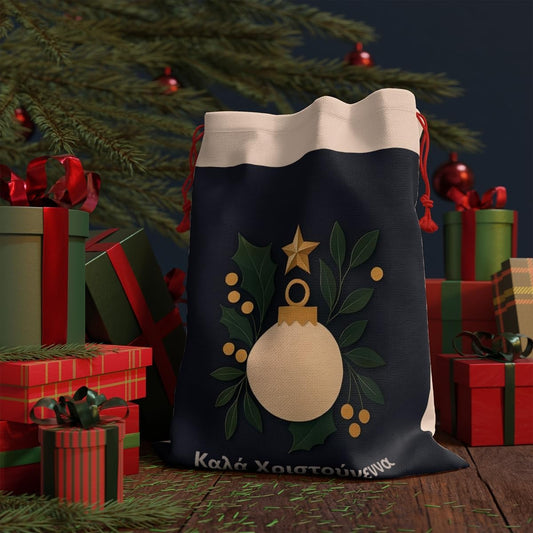 Greek Καλά Χριστούγεννα Christmas Sack ,Orthodox Christian Christmas, Personalized Santa Sack, Festive Storage Bag, Merry Christmas Decor