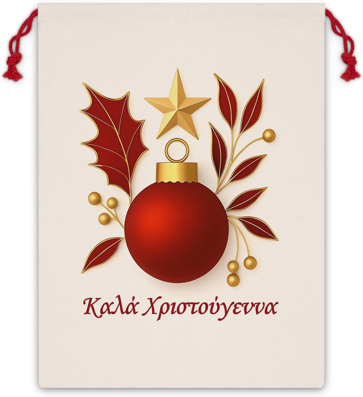 Greek Καλά Χριστούγεννα Christmas Sack ,Orthodox Christian Christmas, Personalized Santa Sack, Festive Storage Bag, Merry Christmas Decor