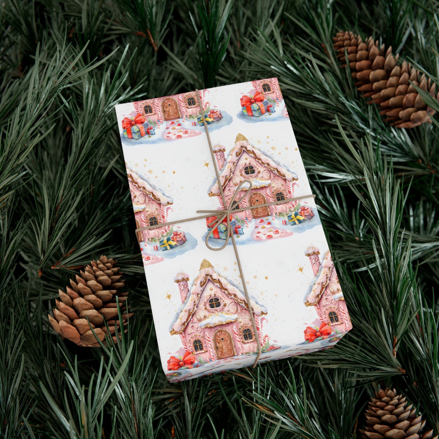 Whimsical Gingerbread House Gift Wrap, Christmas Wrapping Paper, Holiday Gift Wrap, Festive Wrap, Xmas Wrapping Paper, Christmas Wrapping Paper, Kids Wrap Paper, Presents, Christmas Decor