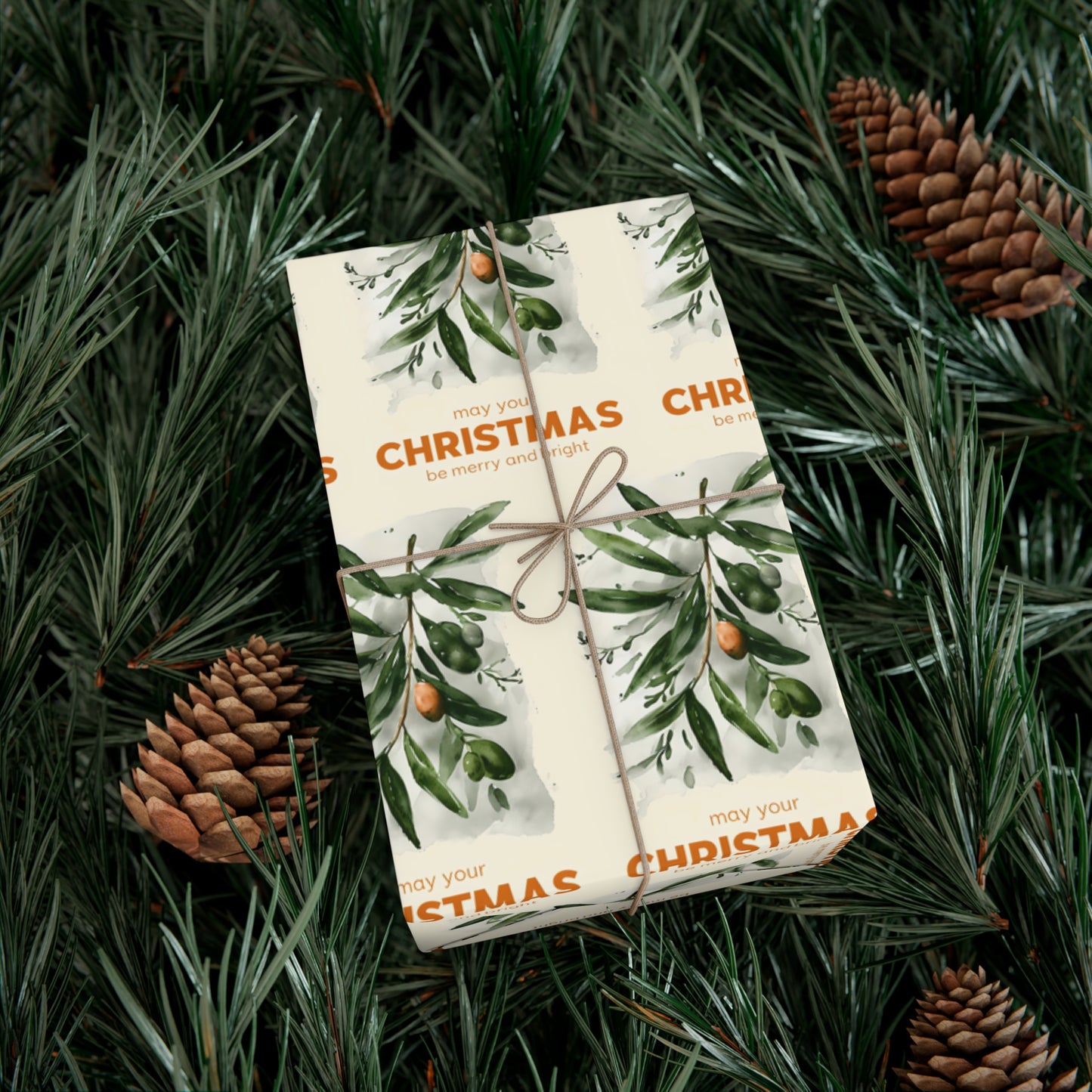 Olive Branch Christmas Gift Wrap Paper, Holiday Wrapping Paper, Festive Gift Wrap, Wrapping, Botanical Design Christmas Paper