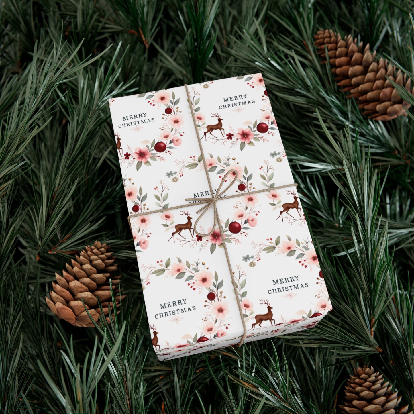 Floral Christmas Gift Wrap Paper,Christmas Gift Wrap Paper, Christmas Wrapping Paper, Decorative Gift Wrap, Festive Wrapping Paper, Seasonal Gifts