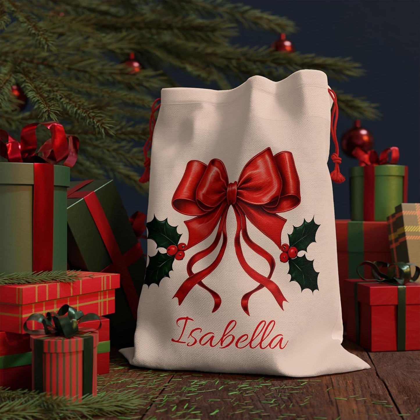 Personalized Christmas Sack, Holiday Gift Bag, Custom Santa Sack, Festive Storage Sack, Kid's Gift Bag, Kids Santa Sack, Christmas Gift