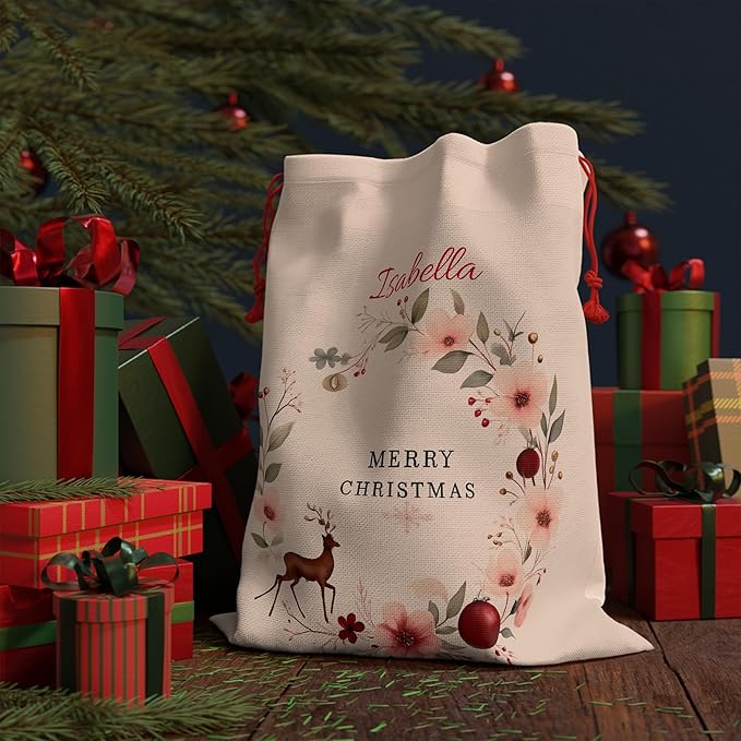 Personalized Christmas Sack, Holiday Gift Bag, Custom Santa Sack, Festive Storage Sack, Kid's Gift Bag, Kids Santa Sack, Christmas Gift