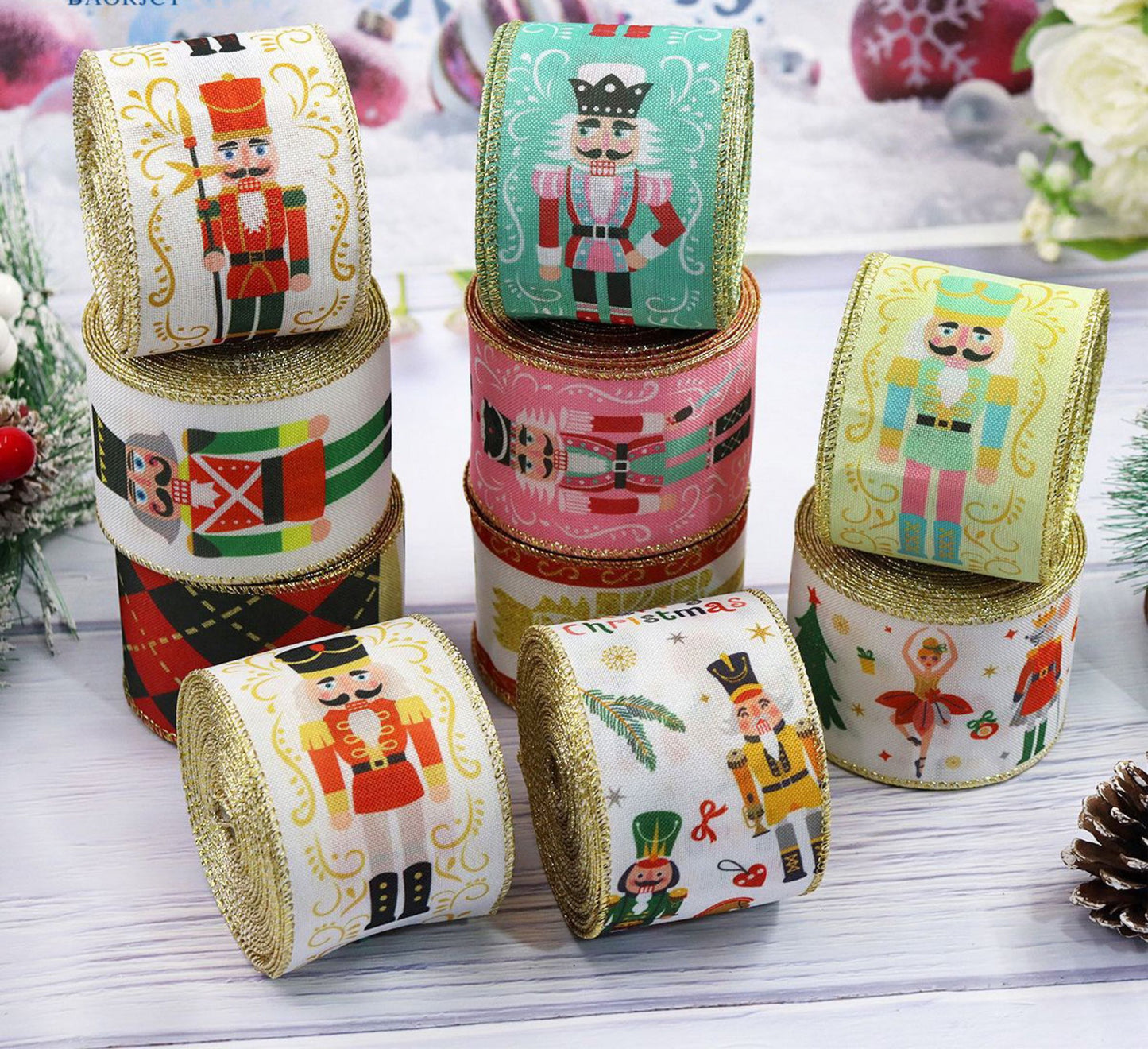 Christmas Nutcracker ribbon , Nutcracker Burlap Ribbon, Christmas Holiday DIY Wreath Supply