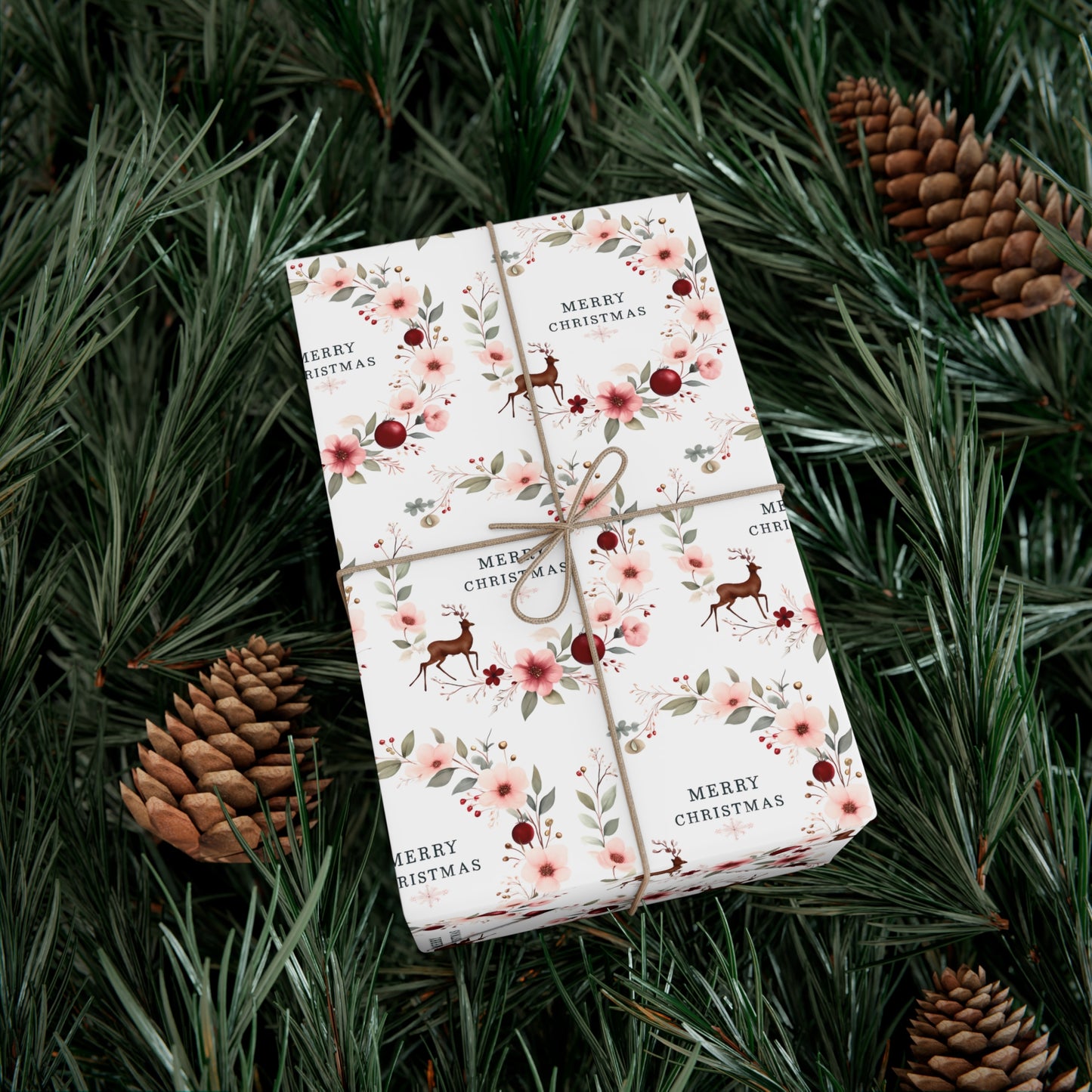 Floral Christmas Gift Wrap Paper,Christmas Gift Wrap Paper, Christmas Wrapping Paper, Decorative Gift Wrap, Festive Wrapping Paper, Seasonal Gifts